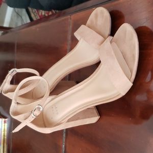 A New Day Tan Suede Emma Block Heels